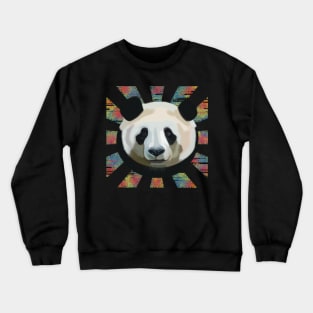 Striking Panda bear on glitched patterned rays Crewneck Sweatshirt